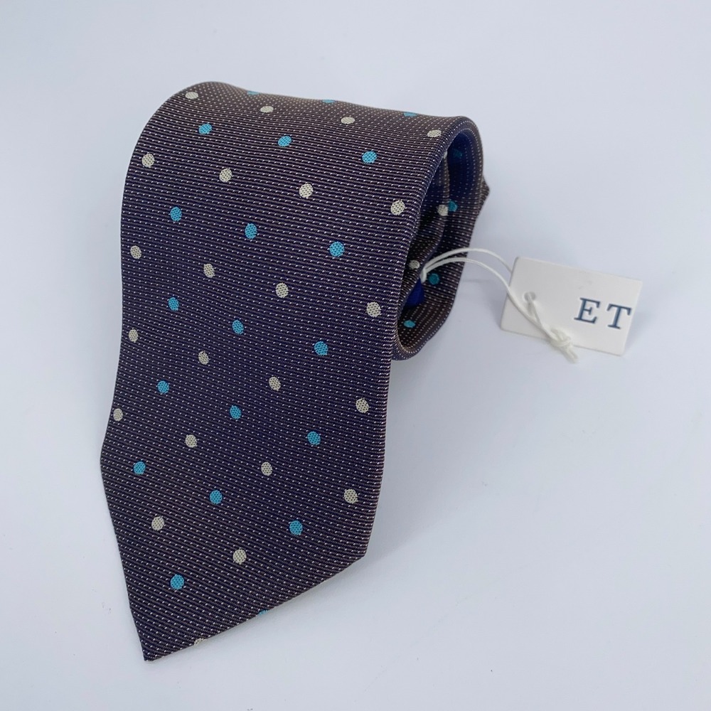 Eton Tie Mens One Size Multi Dotted Silk Classic Luxury Necktie England Made